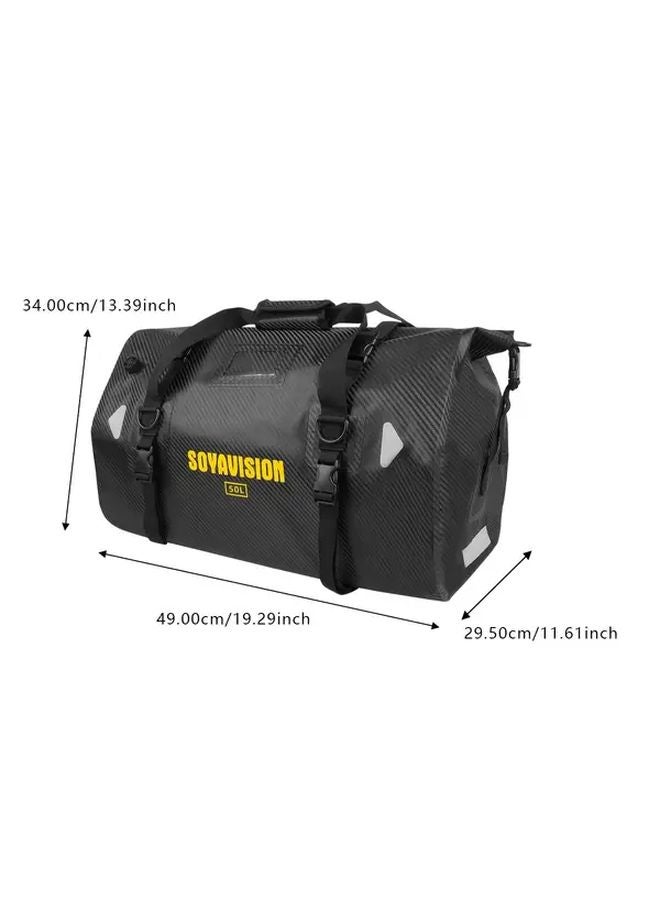 100L Carbon Fiber Motorcycle Tail Bag Adjustable Strap Rear Seat Storage Black - Image 3